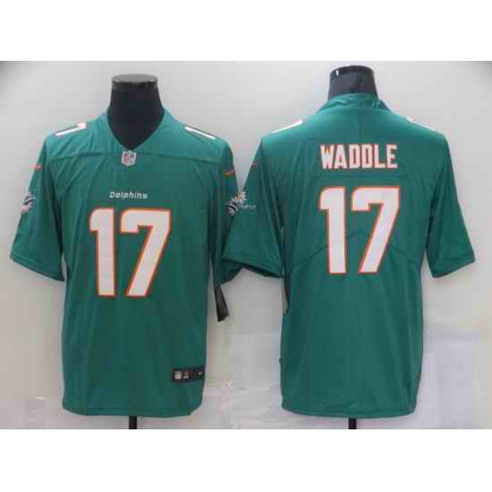Nike Miami Dolphins 17 Jaylen Waddle Aque 2021 NFL Draft Vapor Untouchable Limited Jersey